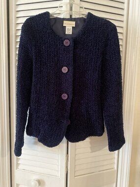 Jaclyn Smith Vintage Cardigan Women’s Sz 10 Blue Button Up Sweater Career Office